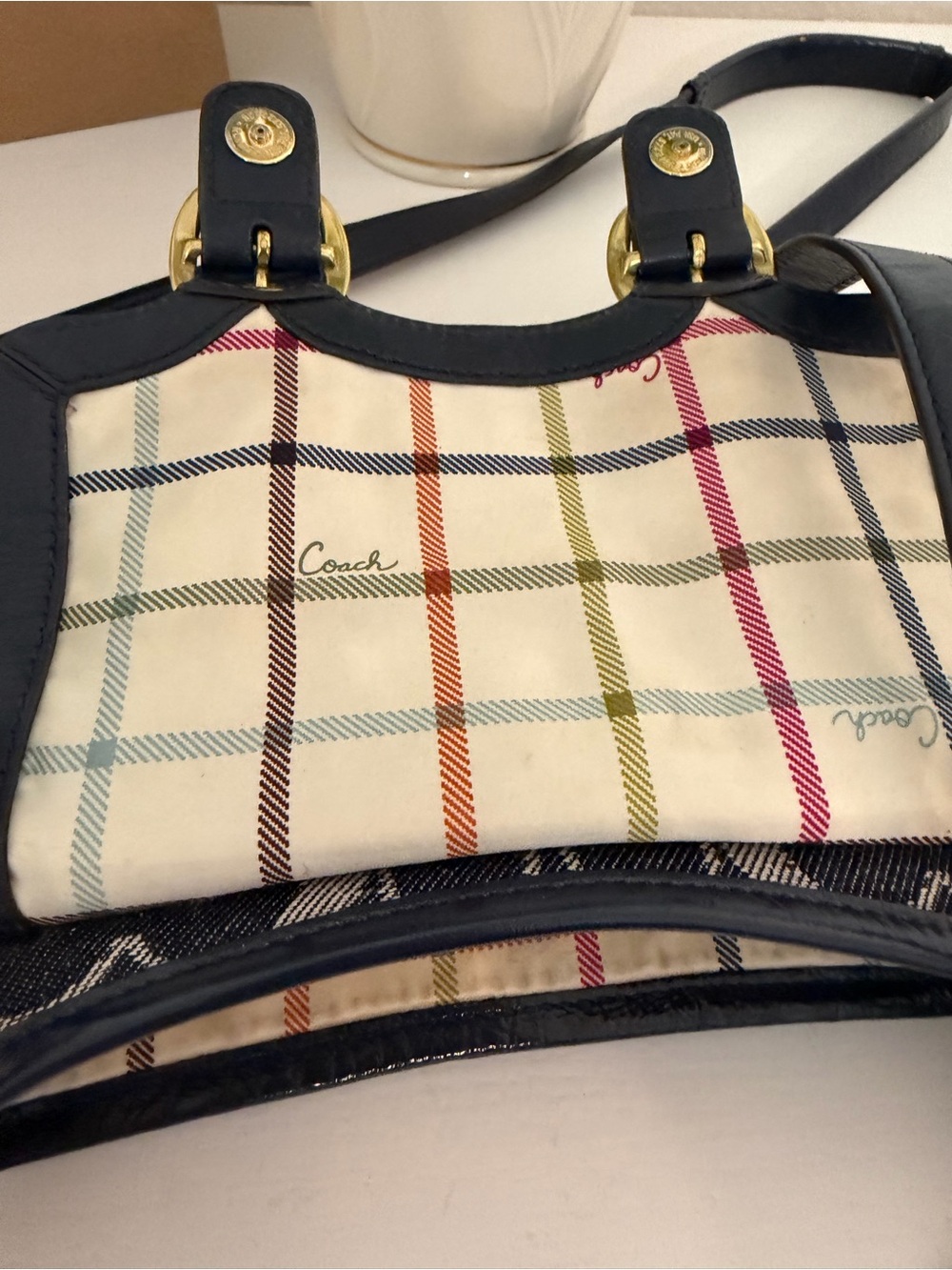 COACH Bleecker Navy Signature Denim & Patent Leather Jessie Crossbody Bag, 12534 - Picture 10 of 16
